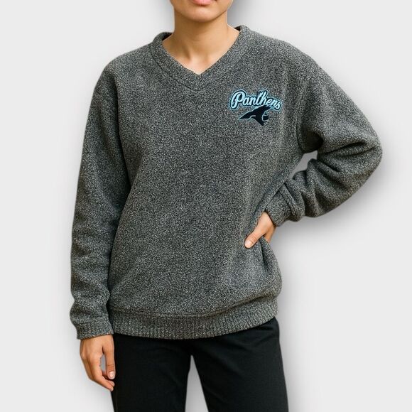 Carolina Panthers Charcoal Trifecta Fleece Pullover Sweatshirt Women's Size L - Picture 1 of 5